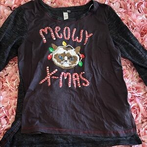 Meowy X-Mas Kids Shirt - Black